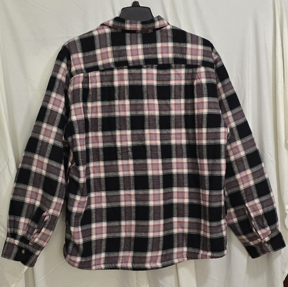 Wrangler Mens Sherpa Lined Red/Black Plaid Flannel Jacket Relaxed XL - Picture 2 of 8
